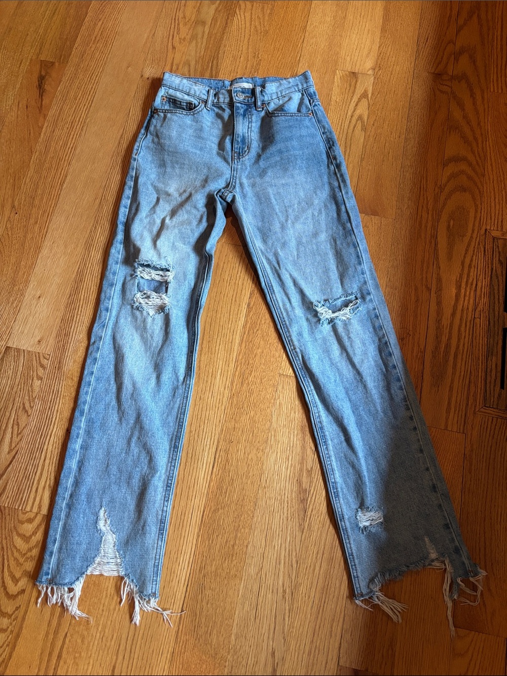BDG Light Blue Distressed Straight-Leg Jeans - Picture 1 of 7